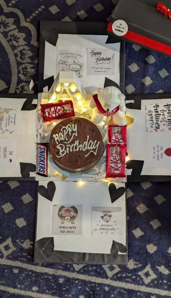 The LuvBox PK – 4-Sided Surprise Gift Box with Cake, Flowers, Teddy & Custom Message | Gift Shop Islamabad - Image 4