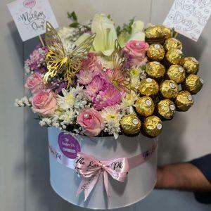 Luxury Mother’s Day chocolate box with fresh flowers from Gift Shop Islamabad – gift shop in Islamabad
