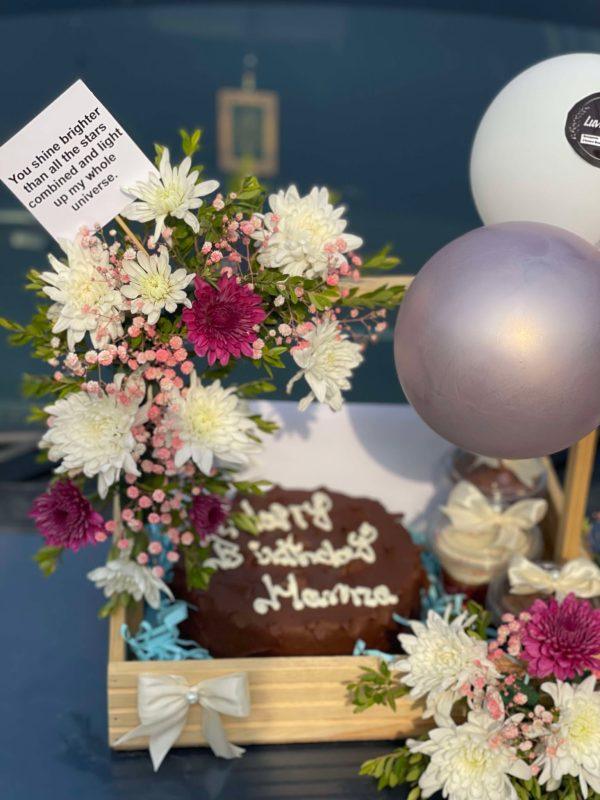 Floral Bliss Tray – Wooden Tray with Cake & Flowers | Gift Shop Islamabad – Gift Shop Islamabad - Image 2