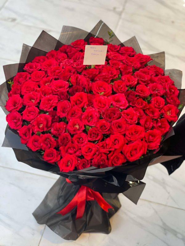 100 Premium Red Roses Bouquet Wrapped Elegantly – Gift Shop Islamabad