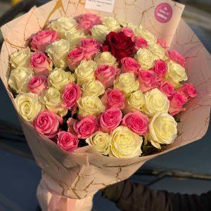 Luxury pink and white rose bouquet for mom – oversized 50 imported roses by Gift Shop Islamabad Islamabad.
