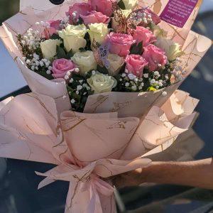 Luxury bouquet with imported pink and white roses – Gift Shop Islamabad, gift shop in Islamabad.