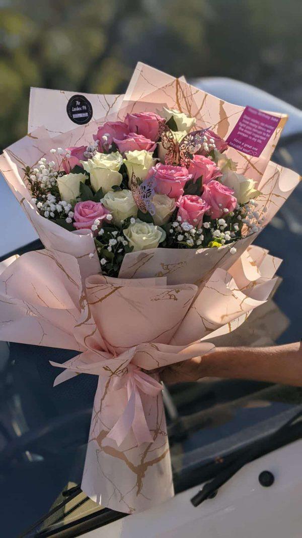 Luxury bouquet with imported pink and white roses – Gift Shop Islamabad, gift shop in Islamabad.