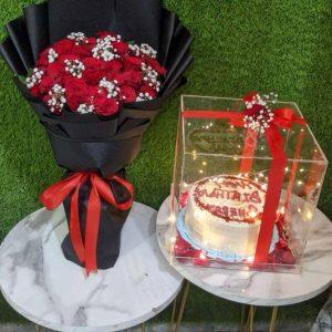 The LuvBox PK – Acrylic Flower & Cake Combo | Gift Shop Islamabad