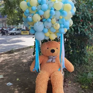 Teddy Surprise Balloon Basket – 4 Ft Teddy in Luxe Balloon Decor | The LuvBox PK