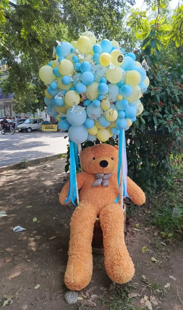 Teddy Surprise Balloon Basket – 4 Ft Teddy in Luxe Balloon Decor | The LuvBox PK