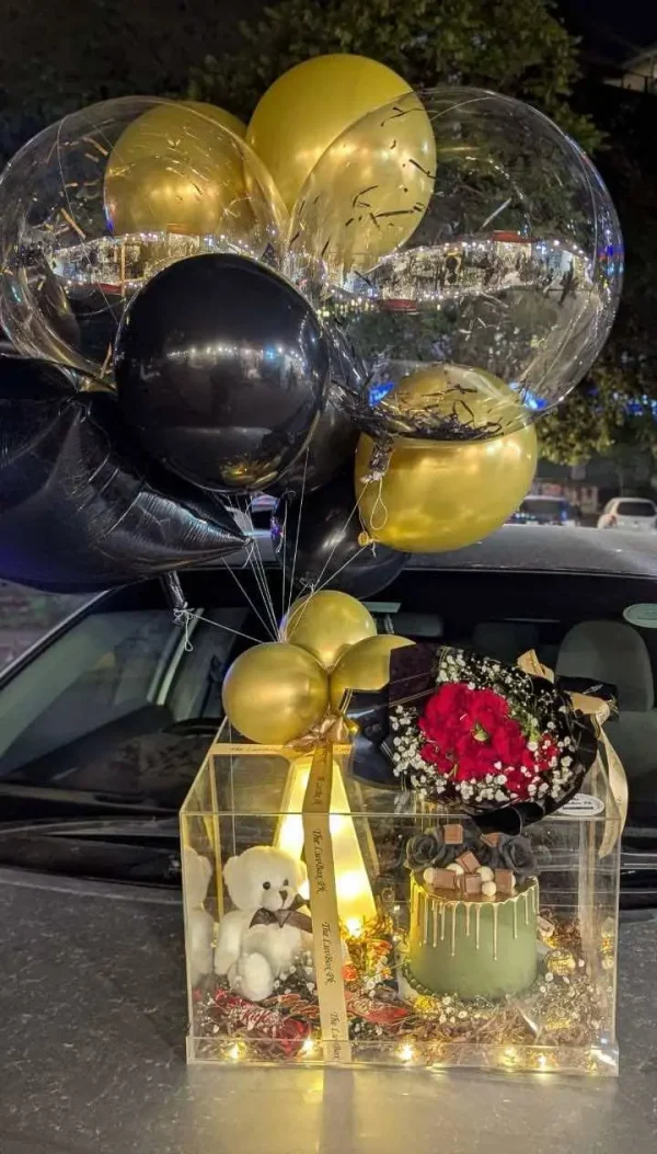 Radiant Glow Mother's Day Acrylic Box with Cake and Chocolates | Flower Shop in Islamabad | Gift Shop Islamabad