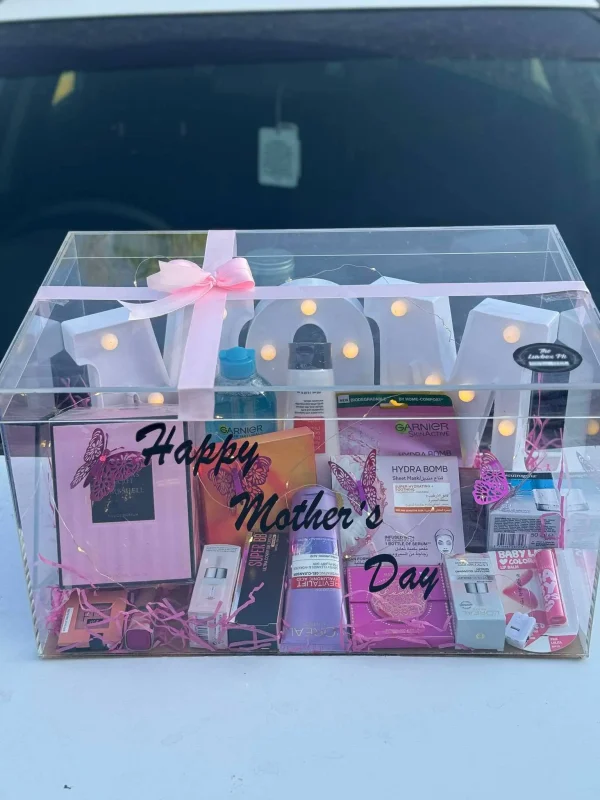 Mother’s Day Luxury Acrylic Box with Perfume and Skincare | Gift Shop Islamabad | Gift Shop Islamabad