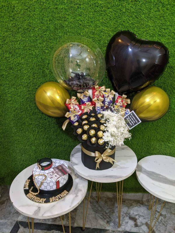 King’s luxury birthday balloon box with cake, chocolates, and flowers – The LuvBox PK