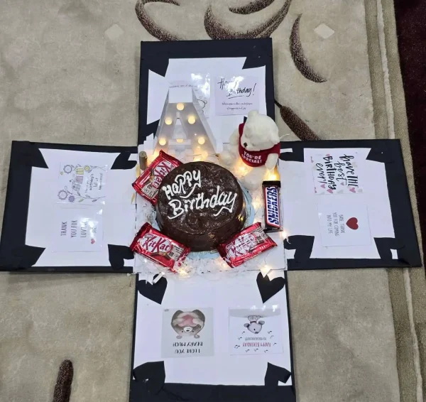 The LuvBox PK – 4-Sided Surprise Gift Box with Cake, Flowers, Teddy & Custom Message | Gift Shop Islamabad - Image 2