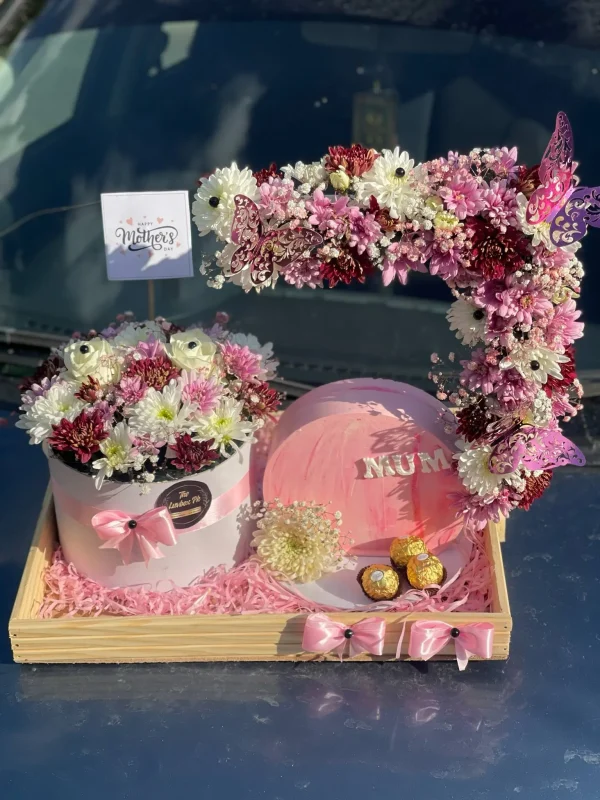 Eternal Bloom Mother’s Day Wooden Gift Basket | Flower Shop Islamabad | Gift Shop Islamabad