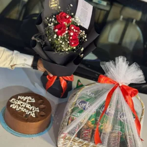 Birthday Gift Combo with Flowers, Cake and Chocolate Basket | Giftshop Islamabad Pk